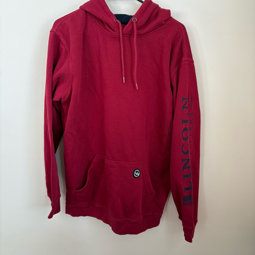Lincoln Outfitters hoodie hooded sweatshirt long sleeve pocket red blue medium